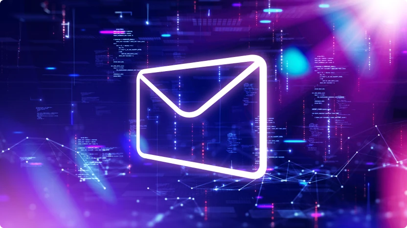 Ein Bild von zwei Umschlägen auf einem lila Hintergrund